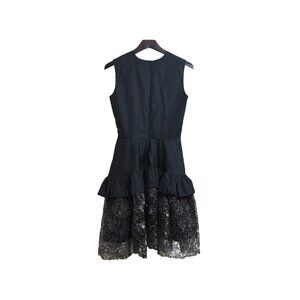 Jourden Ruffled Dress With Gathered Lace Pane Black